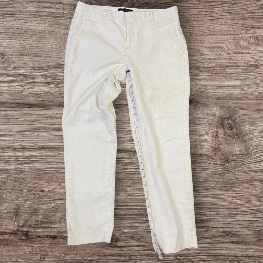 Sophisticated Classic Linen Cotton Banana Republic White Trousers Straight-Leg 4